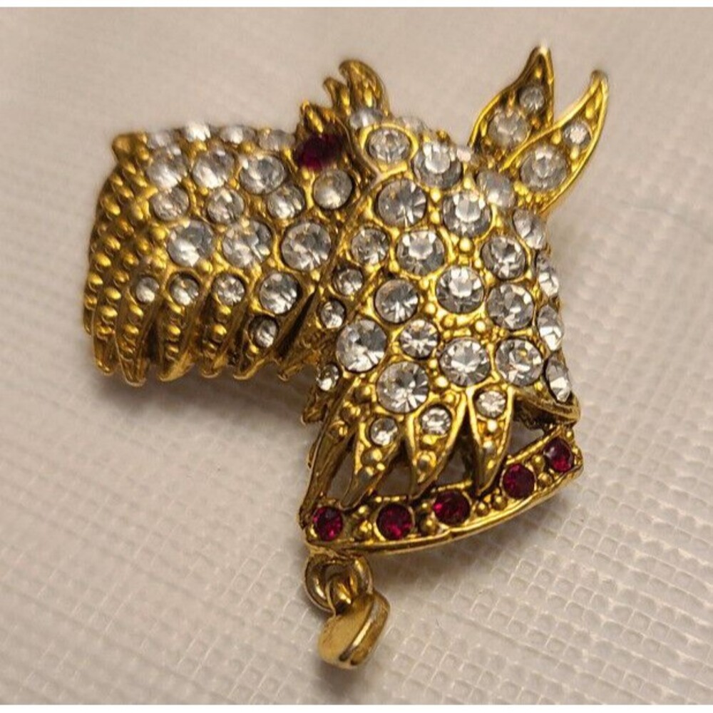 Precious Vintage Pavé Crystal Westie Terrier Dog Brooch Pin - 1-1/8" high